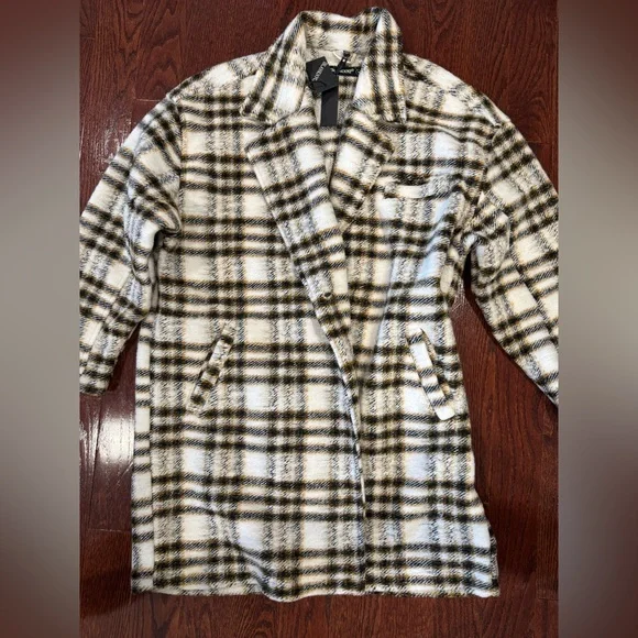 NWT BLANKNYC Plaid Lightweight Teddy Coat - Picture 4 of 6